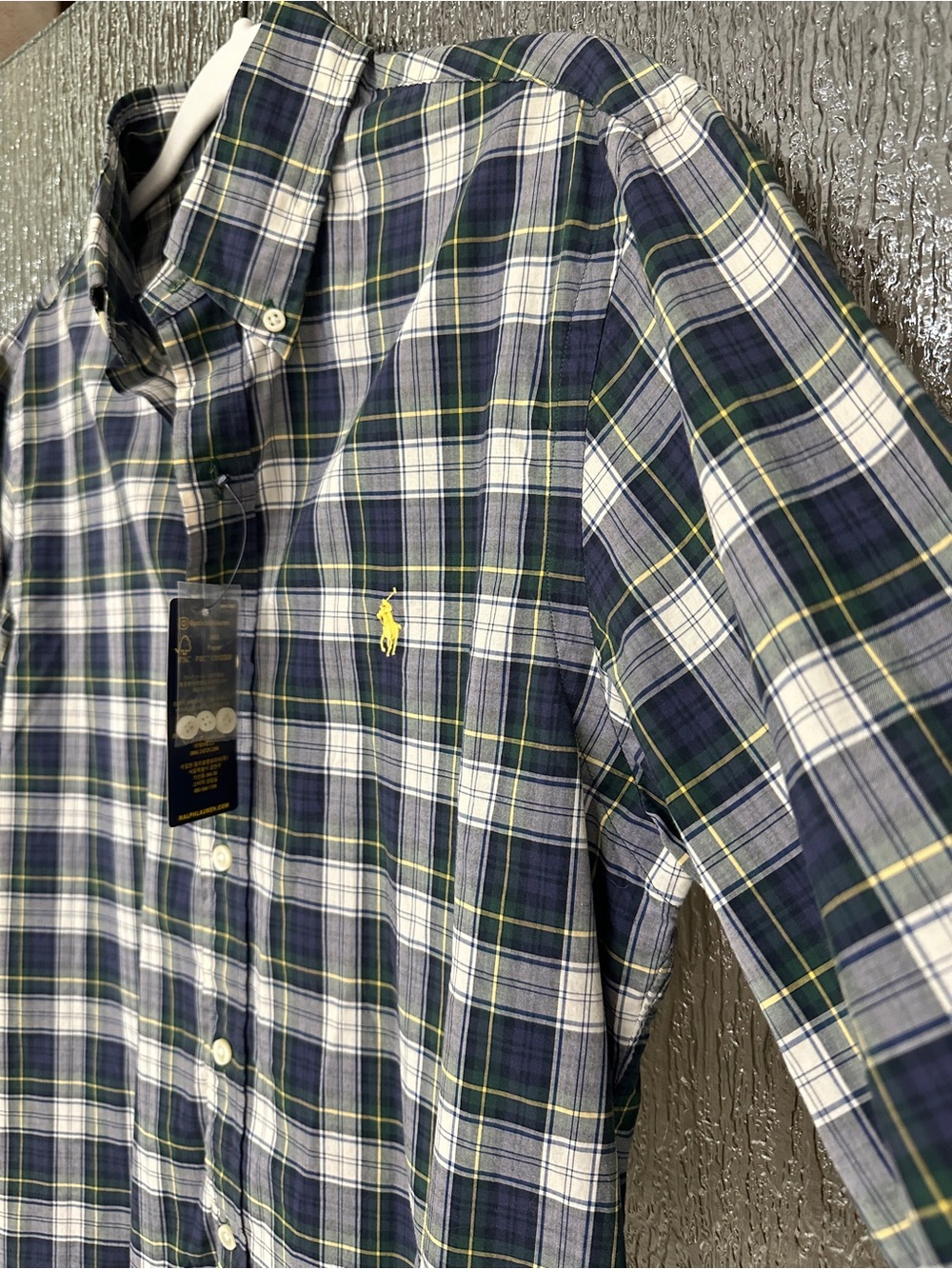 Ralph Lauren Slim Fit Plaid Button Down Shirt Men’s Medium NWT Cotton - Picture 8 of 12